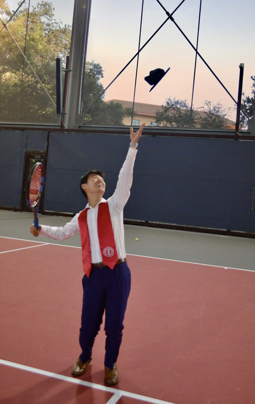 Graduation tennis moment